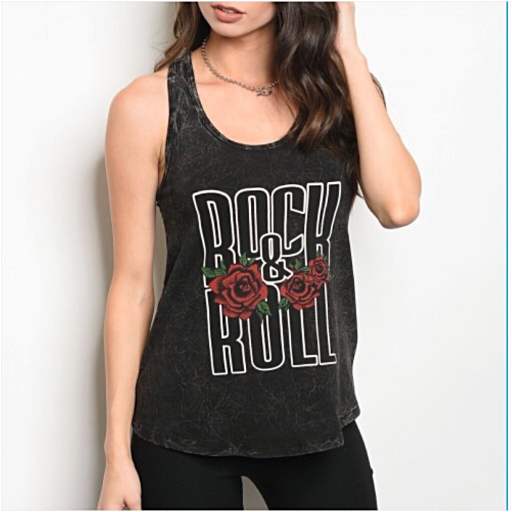 📍SALE Rock & Roll Graphic Racerback Tank Top  S - Picture 4 of 8